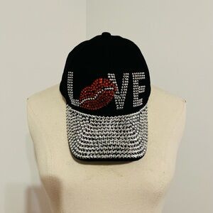 Black and Silver Rhinestone Cap